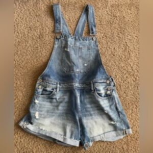 KanCan distressed short overalls